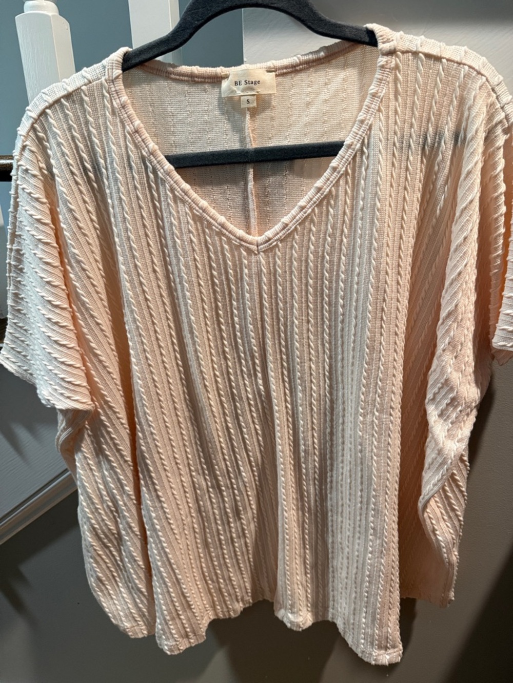Be Stage Women's Blush Textured V-Neck Top